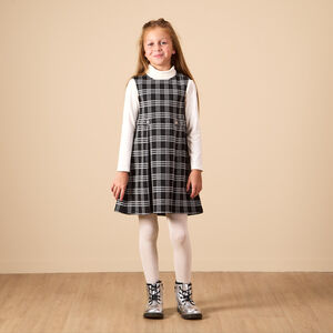 Vestido sin mangas a cuadros con detalles decorativos niña 
