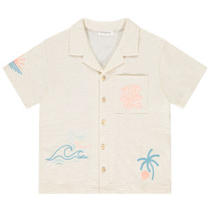 Camisa de manga corta lisa con bordado para niño 