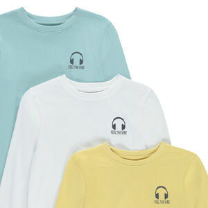 Pack de 3 camisetas de manga larga con print niño 