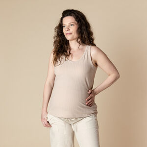 Camiseta sin mangas lisa con efecto canalé para mujer 