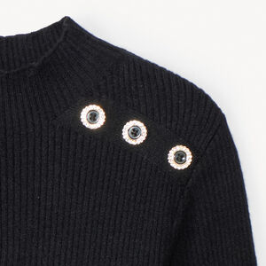 Jersey de manga larga con cuello alto y botones decorativos para niña 