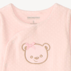 Pijama de terciopelo con bordado de osito para bebé niña 