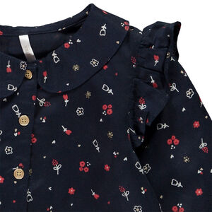 Túnica de manga larga con nudo y estampado de flores para bebé niña  Main Túnica de manga larga con nudo y estampado de flores para bebé niña