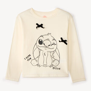 Camiseta de niña de manga larga con estampado de Stitch de Disney. 