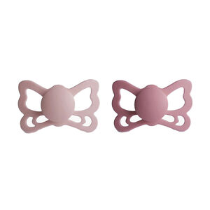 Lot de 2 sucettes silicone T2 Butterfly blush/cedar  Main Lot de 2 sucettes silicone T2 Butterfly blush/cedar