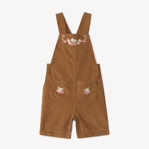 Salopette courte brodées en velours côtelé pour bébé fille  Main Salopette courte brodées en velours côtelé pour bébé fille