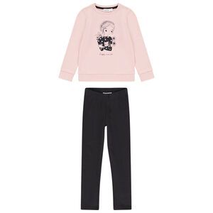 Ensemble en molleton brossé sweat print fille et chat + jogging pour fille Main Ensemble en molleton brossé sweat print fille et chat + jogging pour fille