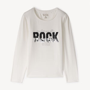 T-shirt manches longues print Rock à sequins pour fille  Main T-shirt manches longues print Rock à sequins pour fille