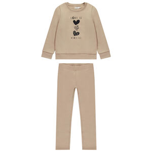 Conjunto de jogging de felpa con estampado para niña 