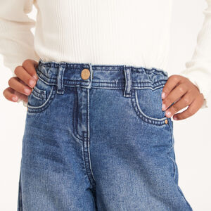 Vaqueros anchos de denim azul Stone para niña 