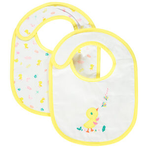 Lote de 2 baberos de toalla con estampado de pollitos para bebé niña 