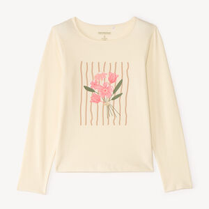 Camiseta de manga larga con estampado brillante para niña. 