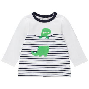 Camiseta de manga larga de rayas con dinosaurios de relieve 