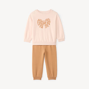Conjunto de chándal para bebé niña con estampado de lazo 