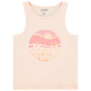 Camiseta sin mangas de punto slub estampada para niña 