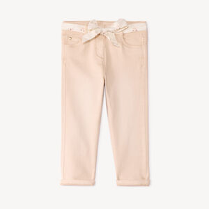 Pantalón slim para bebé niña con cinturilla de tela 