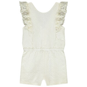 Pelele de ceremonia en jacquard texturizado para niña 