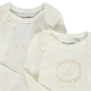Pack de 5 bodies de manga larga con estampado de conejito para bebé niña 