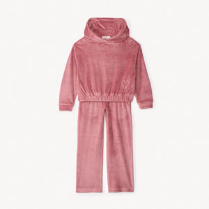Ensemble sweat à capuche + jogging en velours pour fille   Main Ensemble sweat à capuche + jogging en velours pour fille
