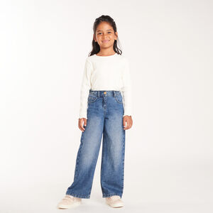 Vaqueros anchos de denim azul Stone para niña 
