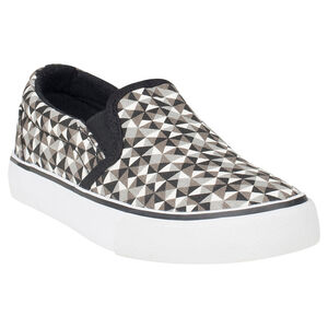 Baskets basses élastiquées en toile motif graphique 