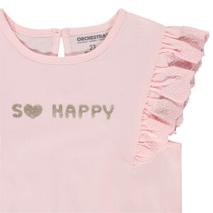 Camiseta de manga corta con bordado inglés para bebé niña 