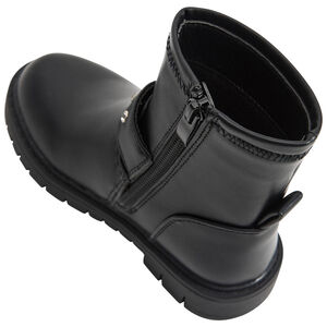Botines negros con cremallera y hebilla de strass para niña  Main Botines negros con cremallera y hebilla de strass para niña