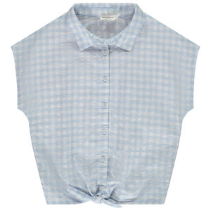 Camisa de manga corta para anudar con estampado vichy para niña 