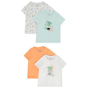 Pack de 4 camisetas de manga corta con estampado de surf para bebé niño 