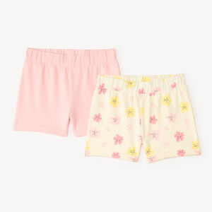 Lote de 2 shorts de jersey liso + estampado fantasía para niña 