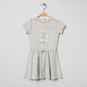 Vestido de manga corta de punto con estampado all over y Smiley bordado 