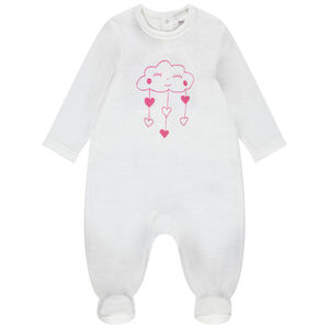 Pelele de terciopelo con nubes y corazones estampados 