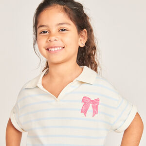 Ropa polo de rayas con cuello acampanado niña 
