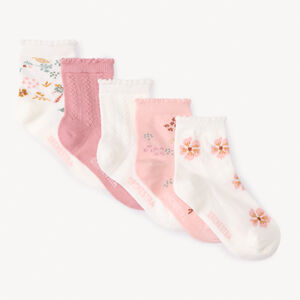 Pack de 5 pares de calcetines fantasía con ribete para niña  Main Pack de 5 pares de calcetines fantasía con ribete para niña