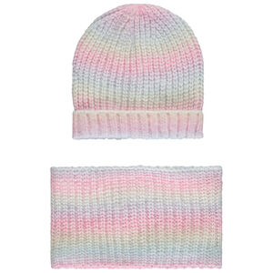 Conjunto gorro + snood de punto efecto degradado para niña 