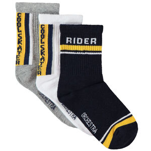 Lot de 3 paires de chaussettes à détails contrastés pour garçon Main Lot de 3 paires de chaussettes à détails contrastés pour garçon