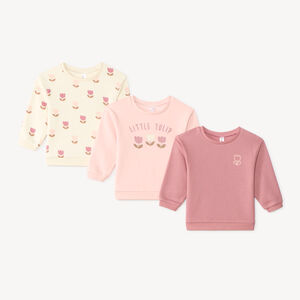 Lote de 3 sudaderas oversize para bebé niña con diseño de tulipanes 