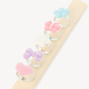 Lot de 5 bagues fantaisie douces pour fille  Main Lot de 5 bagues fantaisie douces pour fille