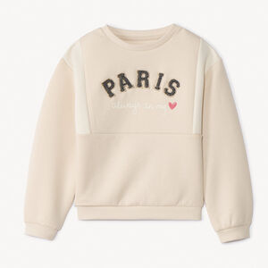 Sweat molleton uni avec broderie loop pailleté pour fille   Main Sweat molleton uni avec broderie loop pailleté pour fille