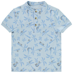 Polo manga corta cuello mao estampado felinos para niño 