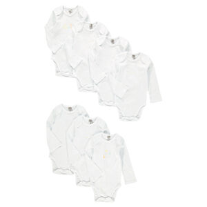 Pack de 7 bodis de manga larga de algodón con estampados de fantasía 