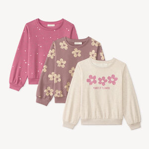 Lote de 3 sudaderas de felpa para niña con estampado divertido. 