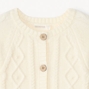 Gilet manches longues en tricot torsadé uni pour fille   Main Gilet manches longues en tricot torsadé uni pour fille