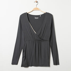 Camiseta de manga larga gris para embarazo y lactancia 