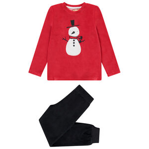 Pijama de 2 piezas en terciopelo con parche de muñeco de nieve bordado para niño Main Pijama de 2 piezas en terciopelo con parche de muñeco de nieve bordado para niño
