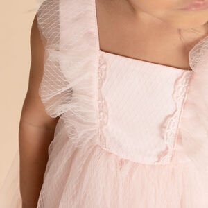 Vestido de ceremonia con volantes de tul para niña bebé 