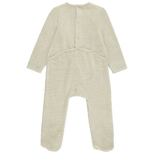 Pelele de terciopelo con parche animal para bebé con aperturas diferentes según la edad 