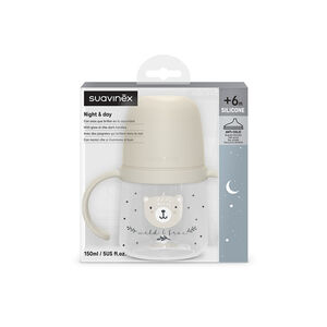 Biberón con asas 150 ml 6M+ Wild & Free día/noche gris 