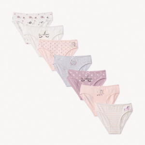 Pack de 7 braguitas de jersey con estampado de unicornio para niña  Main Pack de 7 braguitas de jersey con estampado de unicornio para niña