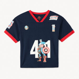 Camiseta de manga corta de jersey de Captain America Marvel para niño 